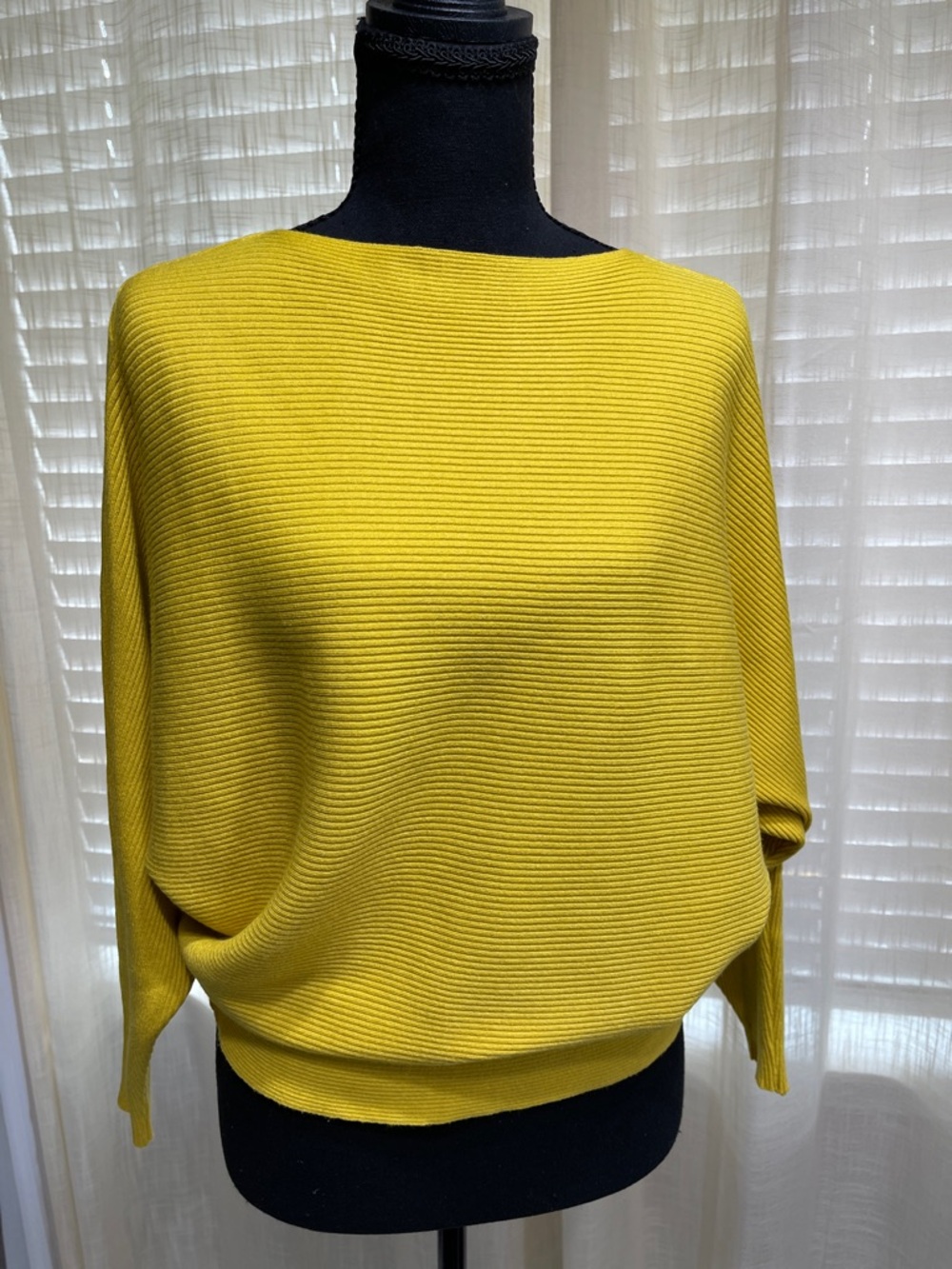 NWT Yellow Ribbed Boatneck Sweater Women's Small Soft Knit Minimalist Top